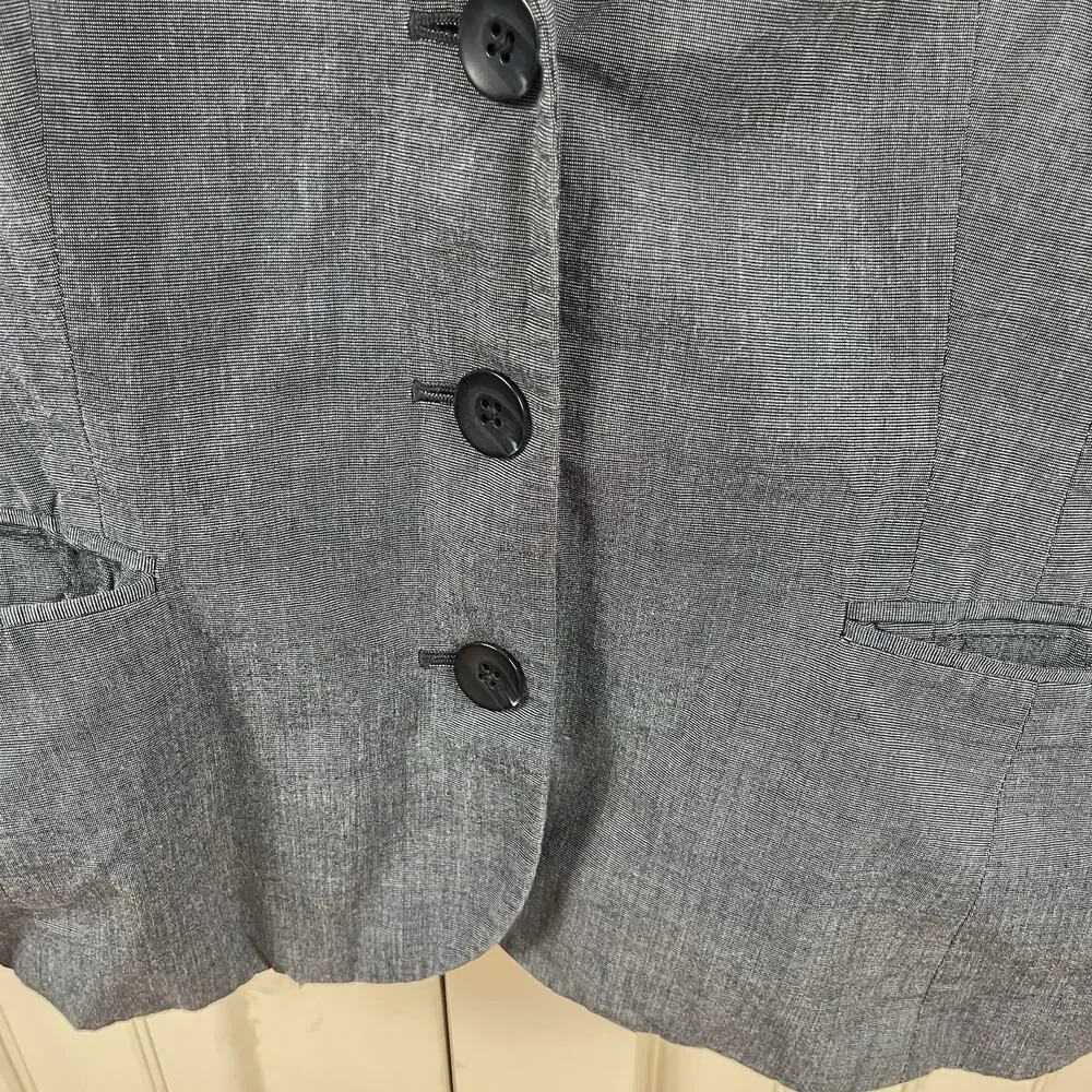 Banana Republic Puff Sleeve Blazer Sz XS-S Tag 8 Blue Gray Editorial Officecore